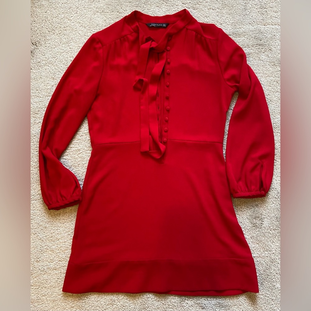 Long sleeve dress, Zara, size M, red